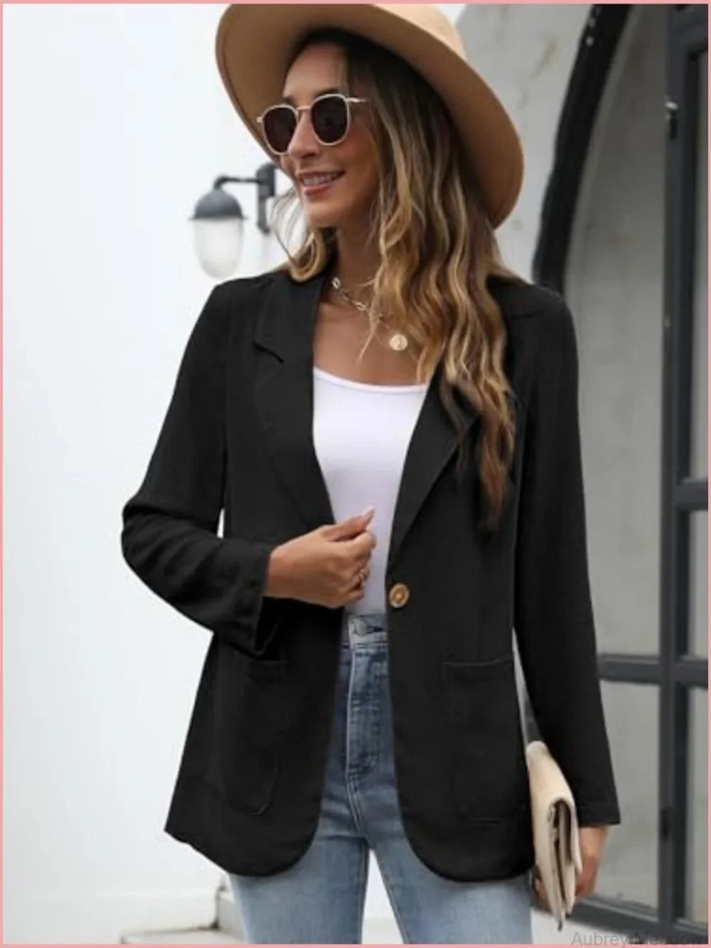 Women's Linen Blazer Casual Long Sleeve Lightweight One Button Jacket Spring